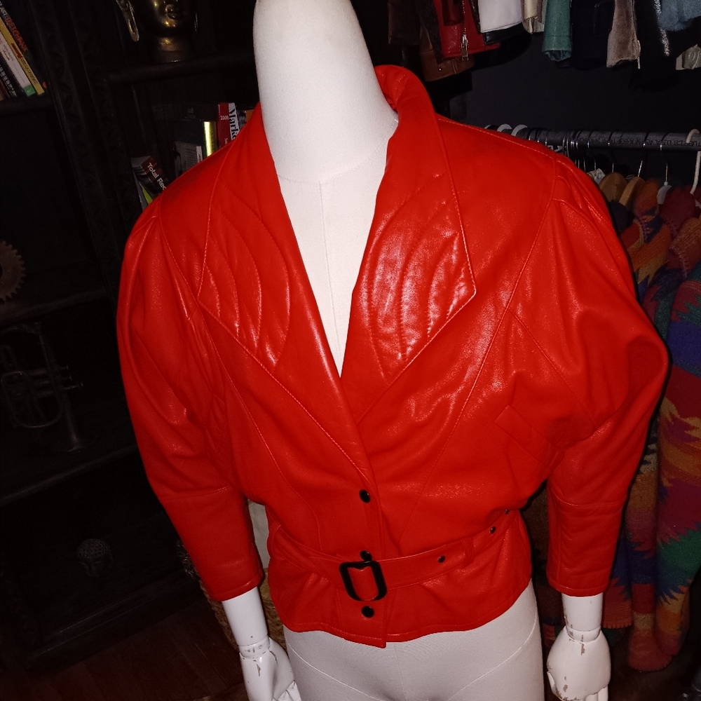Vintage 80s red leather jacket